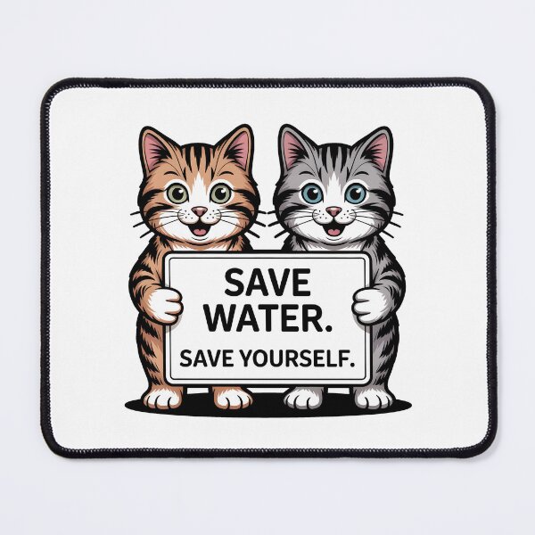 Item preview, Save Water Save Yourself Cute Cats Sign designed and sold by Nuvoro Eco Awareness.