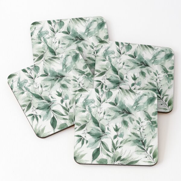 Item preview, Ethereal Emerald Willow and Sage Leaf Pattern designed and sold by Nine Lives Studio.