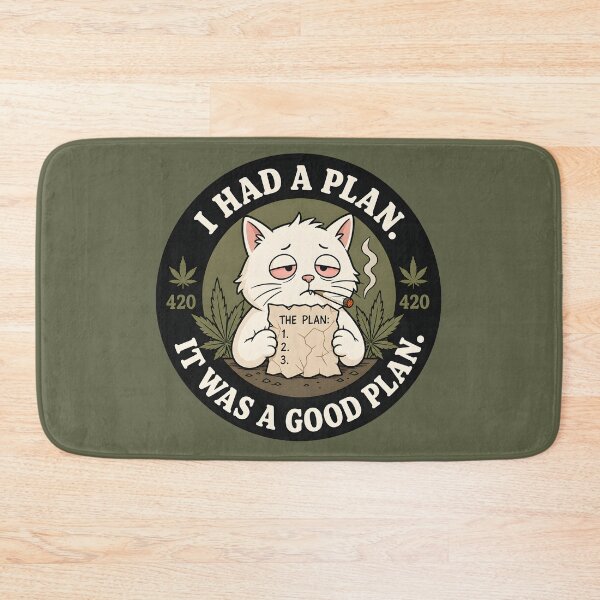 Item preview, Funny Stoner Cat Sticker – I Had a Plan It Was a Good Plan – 420 Weed Humor Circle Sticker designed and sold by WAUZ.