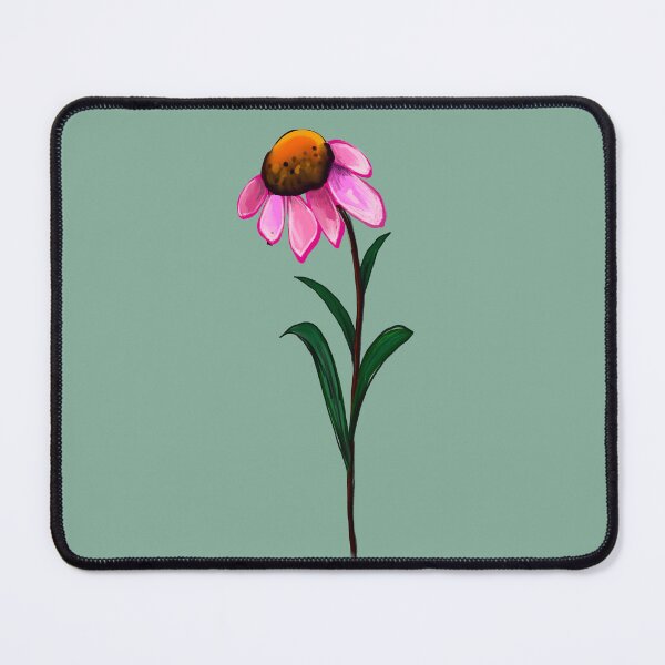 Item preview, Flowers of Summer Single Echinacea flower painting - bouquet of pink blooms with green leaves and stem Botanical Garden Gardener Gardening daisies designed and sold by Artonmytee.