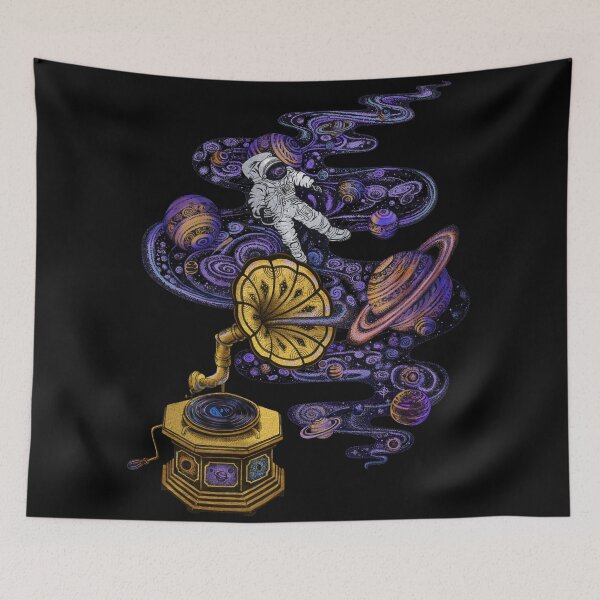 Item preview, Space Music Vintage | Retro Gramophone Cosmic Planets Stars Art designed and sold by Ruta.