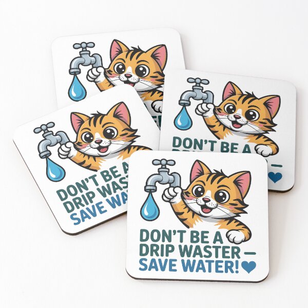 Item preview, Save Water Cute Cat Eco-Friendly Conservation Design designed and sold by Nuvoro Eco Awareness.