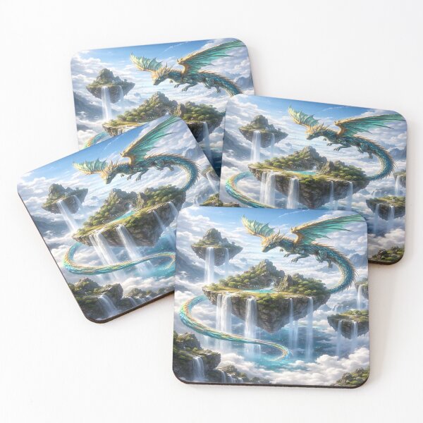Item preview, Dragon soaring over floating island designed and sold by Artisan Finds Online.