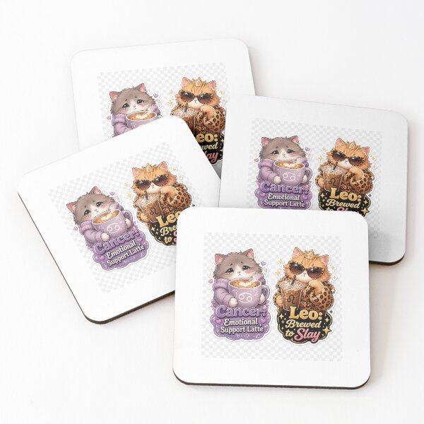 Item preview, Leo Glam Cat Sticker – “Brewed to Slay” Iced Coffee Vibes designed and sold by SparkVault.