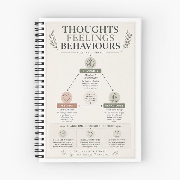 Item preview, Thoughts Feelings Behaviours CBT Triangle Mental Health Poster designed and sold by ArcanePrintsxo.