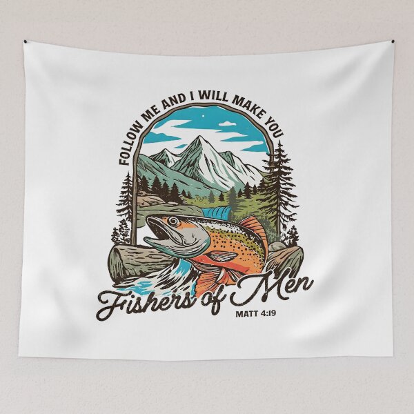 Item preview, Fishers of Men Christian Fishing Matthew 4:19 Bible Verse Fisherman Gift designed and sold by Namerreh59Art.