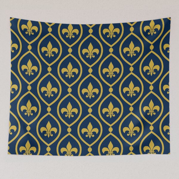 Aperçu de l'œuvre Oxford bleu & doré fleur de lys créée et vendue par Mint + Midnight.