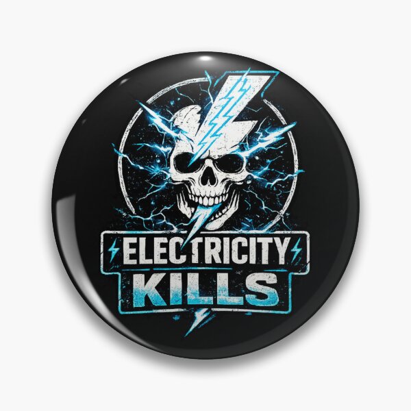 Item preview, Electricity Kills – Lightning Strike Skull with Electric Sparks in Bold Distressed Graphic designed and sold by Pickachoo.