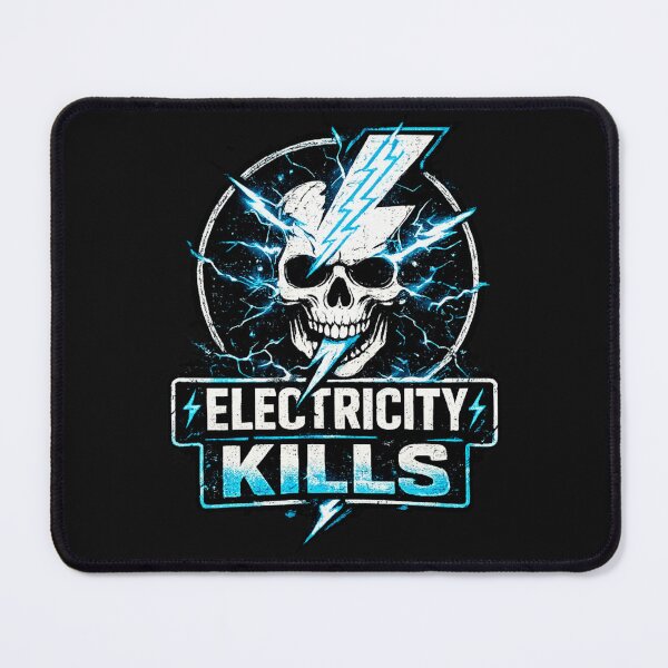 Item preview, Electricity Kills – Lightning Strike Skull with Electric Sparks in Bold Distressed Graphic designed and sold by Pickachoo.