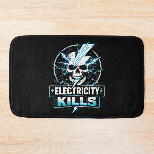 Item preview, Electricity Kills – Lightning Strike Skull with Electric Sparks in Bold Distressed Graphic designed and sold by Pickachoo.