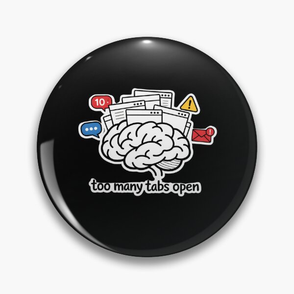 Item preview, Too Many Tabs Open Brain Funny Overthinking Digital Chaos Sticker designed and sold by FestivityFinds.