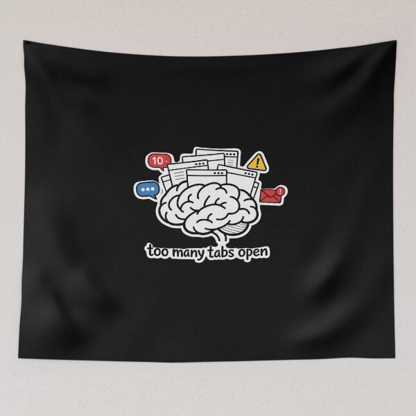 Item preview, Too Many Tabs Open Brain Funny Overthinking Digital Chaos Sticker designed and sold by FestivityFinds.