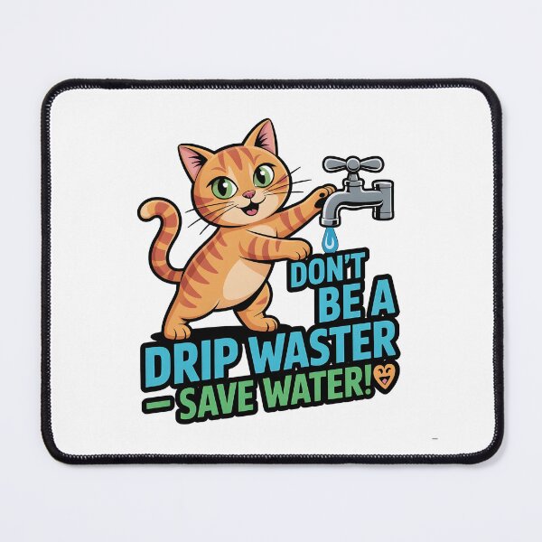 Item preview, Save Water Cute Cat Eco-Friendly Conservation Design designed and sold by Nuvoro Eco Awareness.