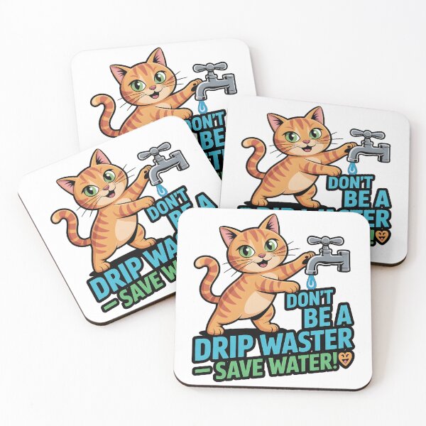 Item preview, Save Water Cute Cat Eco-Friendly Conservation Design designed and sold by Nuvoro Eco Awareness.