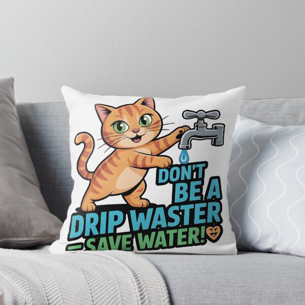 Item preview, Save Water Cute Cat Eco-Friendly Conservation Design designed and sold by Nuvoro Eco Awareness.