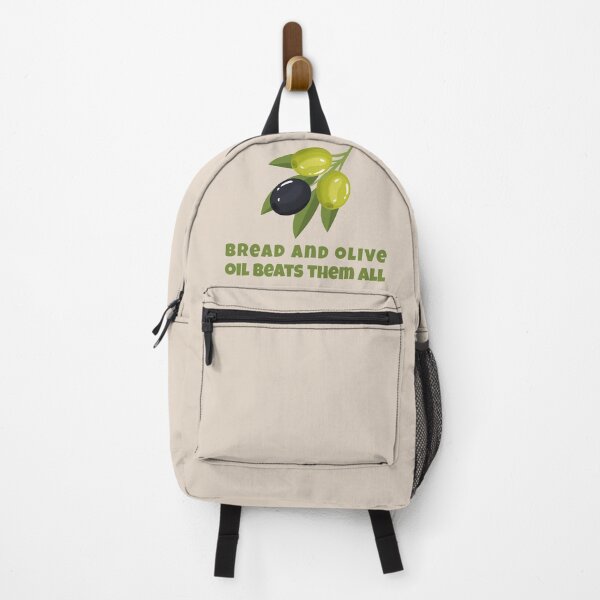 Item preview, Olive Branch Illustration with Bread and Olive Oil Quote – Mediterranean Food Art designed and sold by WordPlayStudio.