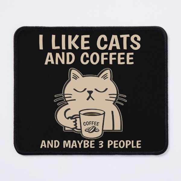 Item preview, I Like Cats And Coffee And Maybe 3 People Funny Introvert Cat Meme Cute Coffee Lover Gift designed and sold by Namerreh59Art.