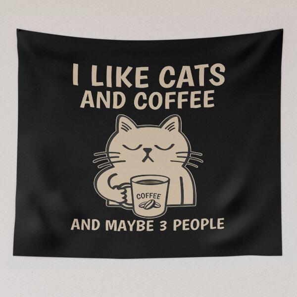 Item preview, I Like Cats And Coffee And Maybe 3 People Funny Introvert Cat Meme Cute Coffee Lover Gift designed and sold by Namerreh59Art.