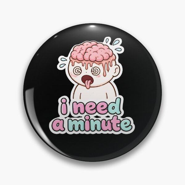 Item preview, I Need a Minute Funny Melting Brain Overwhelmed Cartoon Sticker designed and sold by FestivityFinds.
