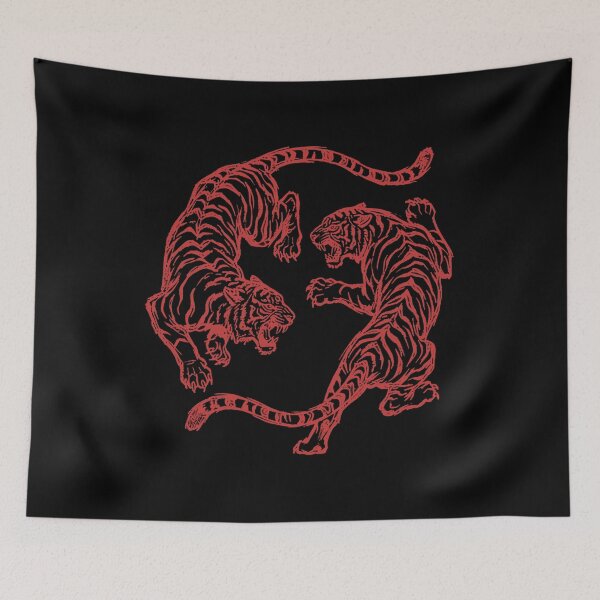 Item preview, Japanese Fighting Tigers Vintage Tattoo Style Tiger Art Retro Asian Animal Graphic designed and sold by Namerreh59Art.