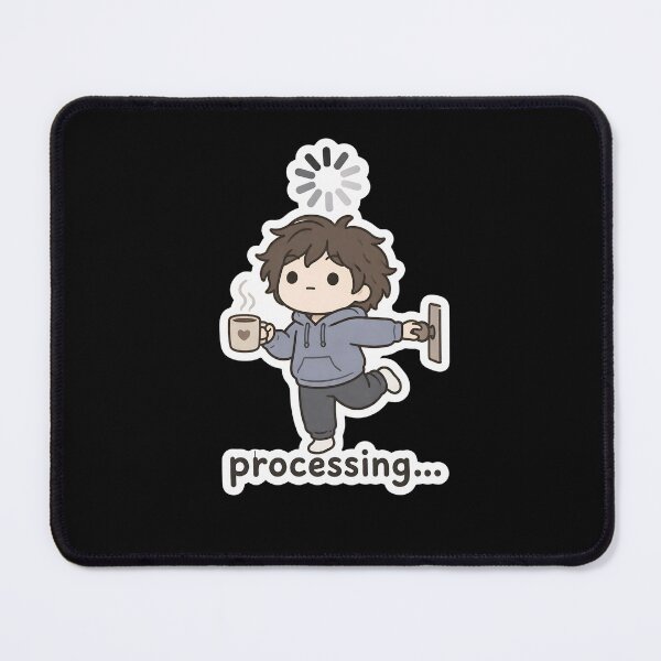 Item preview, Processing… Funny Overthinking Loading Brain Coffee Cartoon Sticker designed and sold by FestivityFinds.