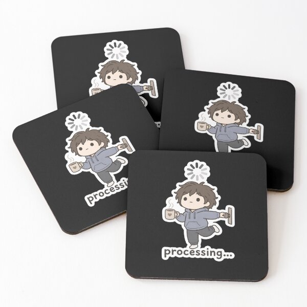 Item preview, Processing… Funny Overthinking Loading Brain Coffee Cartoon Sticker designed and sold by FestivityFinds.