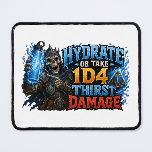 Item preview, Hydrate Or Take 1D4 Thirst Damage Funny RPG Dice designed and sold by Fenay Designs.