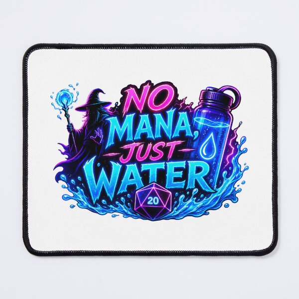 Item preview, No Mana Just Water Neon Wizard RPG Gamer Dice designed and sold by Fenay Designs.