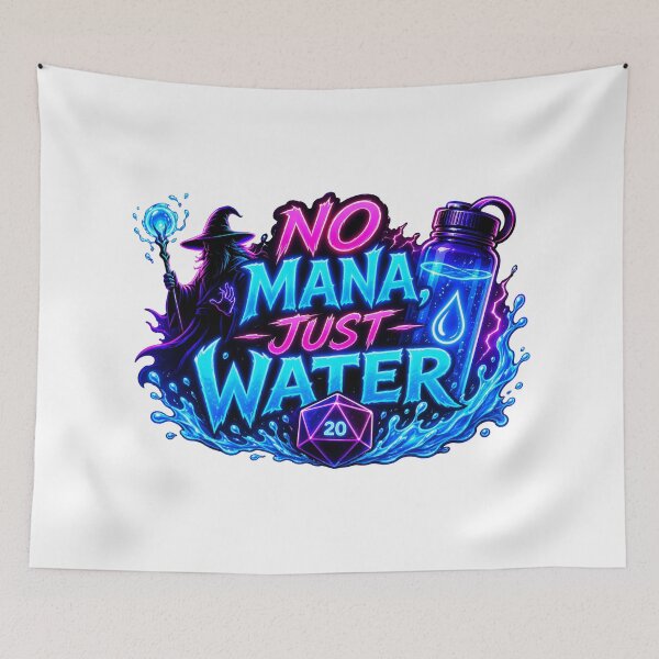 Item preview, No Mana Just Water Neon Wizard RPG Gamer Dice designed and sold by Fenay Designs.
