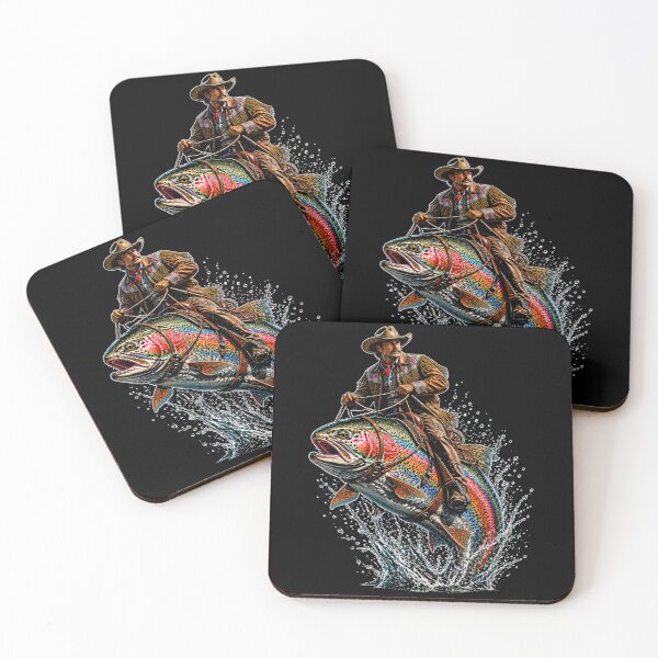Item preview, Vintage Cowboy Riding Trout Western Fishing Retro Vintage designed and sold by will freed18.