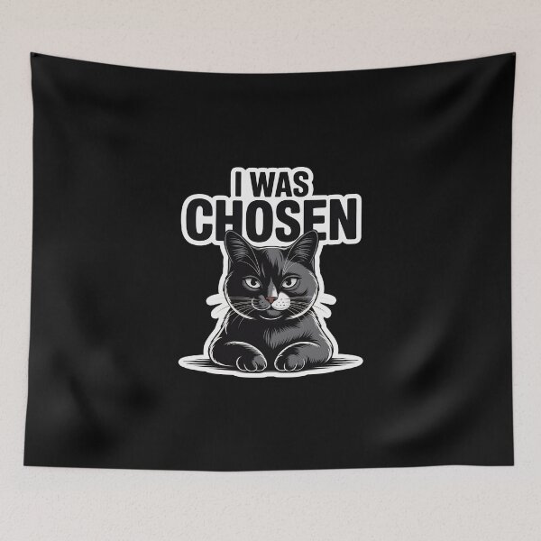 Item preview, I Was Chosen Funny Black Cat Sticker Cat Lover Humor Design designed and sold by FestivityFinds.