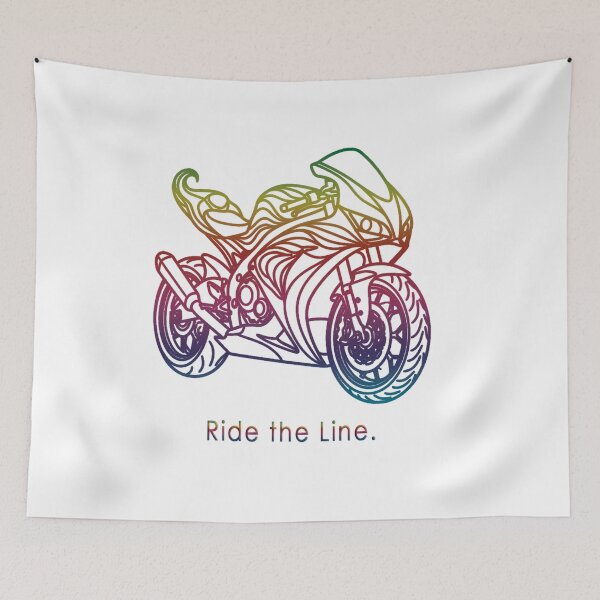 Item preview, Ride the Line – Colorful Motorcycle Line Art designed and sold by Herzbaumatelier.