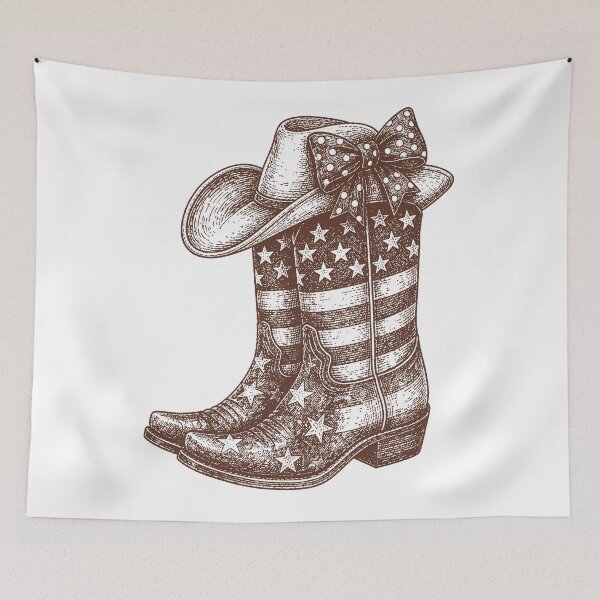 Item preview, Botas vaqueras retro del oeste, bandera estadounidense de vaquera, 4 de julio designed and sold by will freed18.
