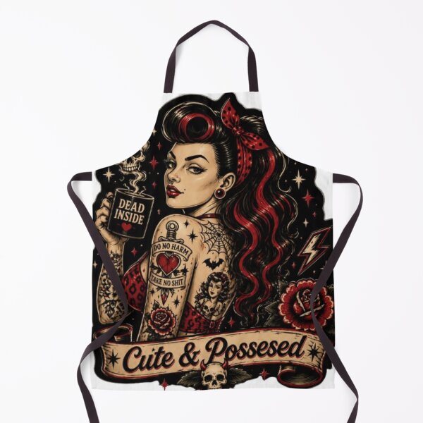 Item preview, Cute & Possessed Pin-Up Gothic Rockabilly Tattoo Girl Dark Humor Design designed and sold by Rebel Femme Studio.