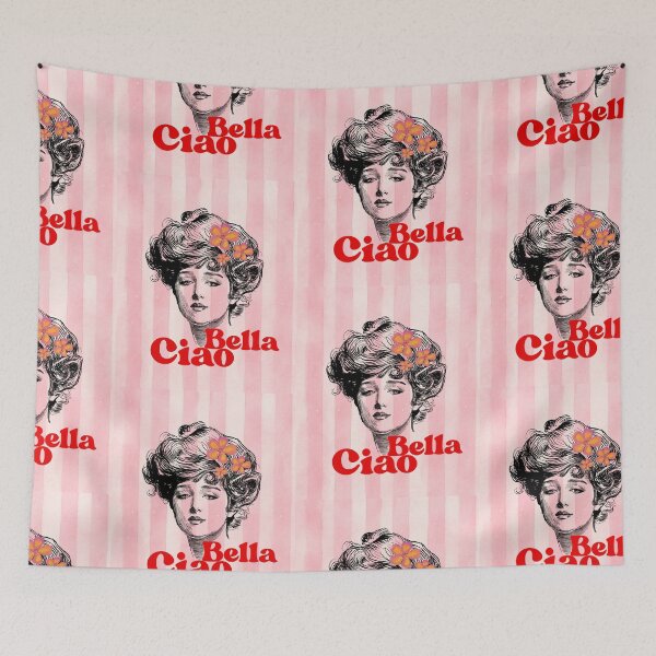 Item preview, Ciao Bella - Vintage Woman Art with Pink Floral Retro Vibes designed and sold by crystalar95.