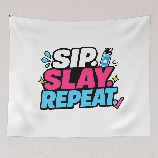 Item preview, Sip Slay Repeat Motivational Hydration Typography designed and sold by Fenay Designs.