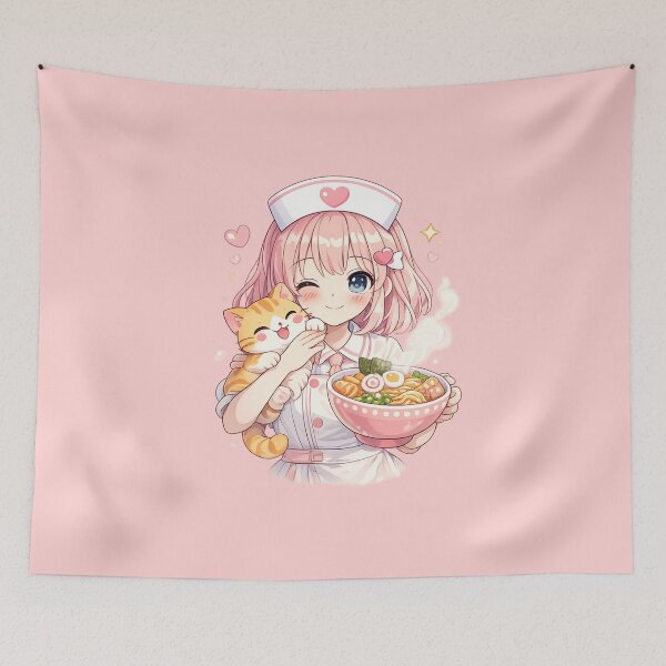 Item preview, Anime Nurse Loves Ramen Cat Funny Cute Kawaii Nurse Life Comfort Food Gift for Nurse Student Burnout Relief designed and sold by Im-Ara.