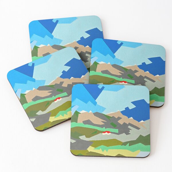 Item preview, Lone Cabin in the Mountains - Geometric Abstract Landscape designed and sold by AliAltinelArt.