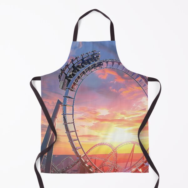 Item preview, image of a theme park showcasing towering chrome roller coasters. designed and sold by CheerForGoods.