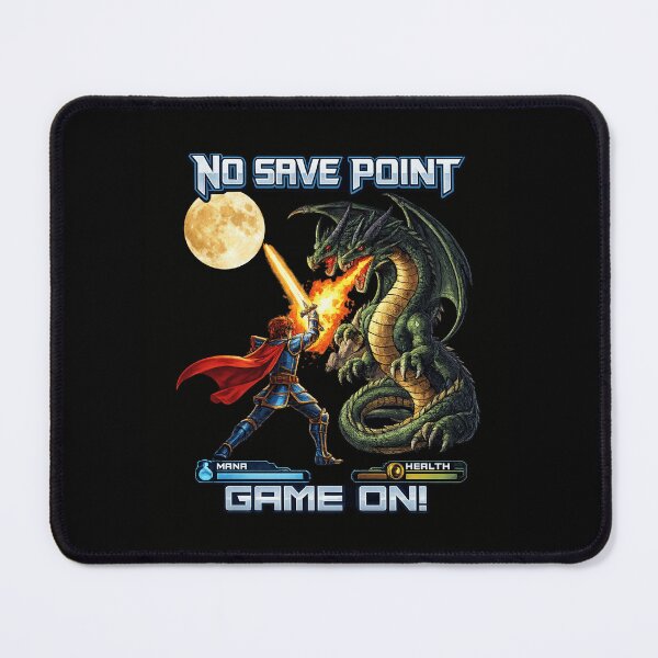 Item preview, No Save Point Retro Gaming T-Shirt - Epic Dragon vs Knight Fantasy Design designed and sold by Cree8if.
