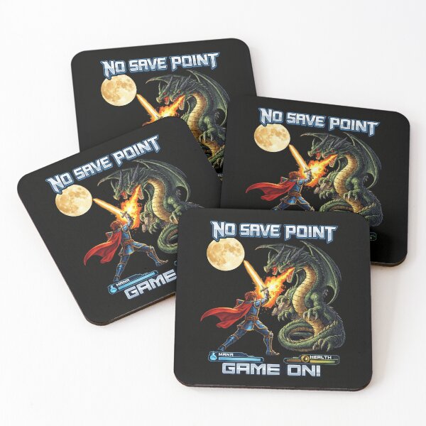Item preview, No Save Point Retro Gaming T-Shirt - Epic Dragon vs Knight Fantasy Design designed and sold by Cree8if.
