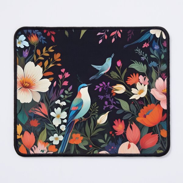 Item preview, Flower Market -Tropical flowers and birds with a dark background designed and sold by RekhaArtGalaxy.