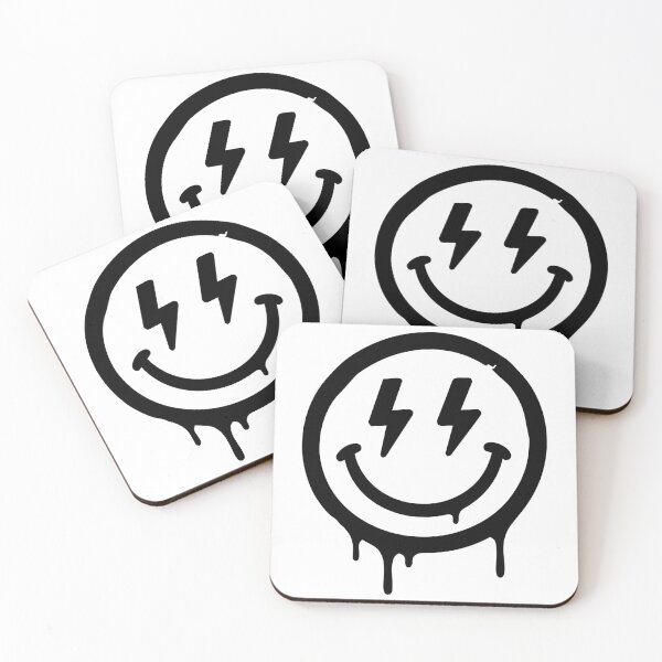 Item preview, Smiley With Lightning Eyes Skateboard Graffiti Sticker Black and White – Urban Street Art Skater Sticker designed and sold by Olivra.