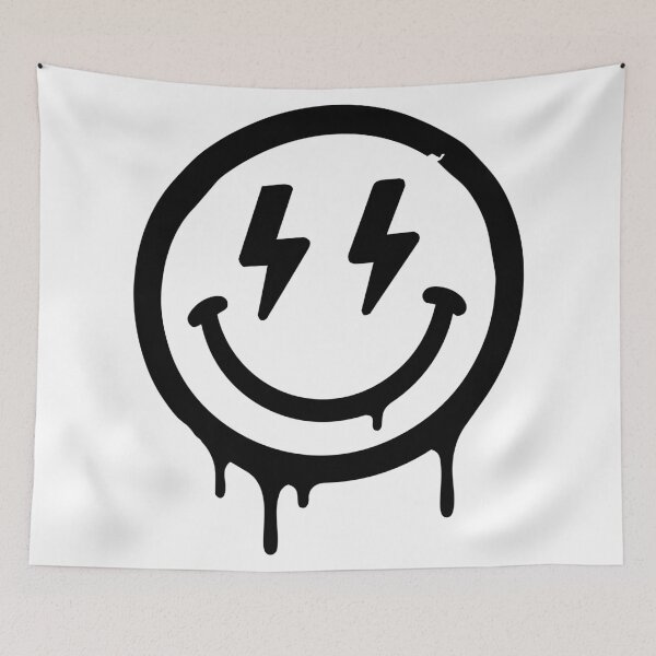 Item preview, Smiley With Lightning Eyes Skateboard Graffiti Sticker Black and White – Urban Street Art Skater Sticker designed and sold by Olivra.