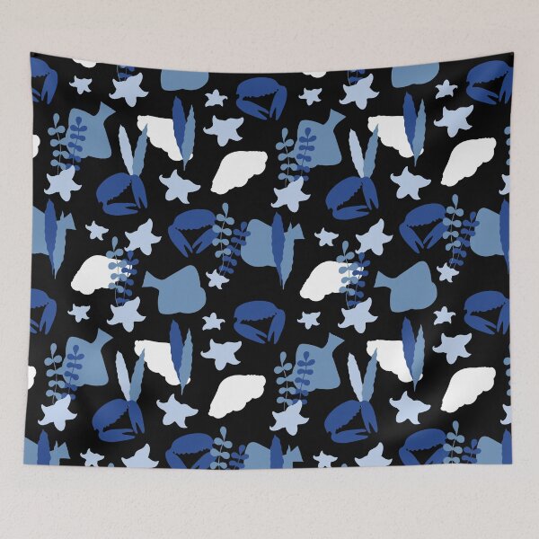 Item preview, Blue Nautical Sea Creature Silhouette Pattern designed and sold by MyTutina.