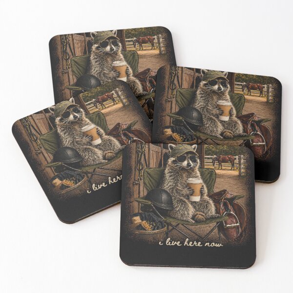 Item preview, Cool Raccoon Equestrian Coffee Vibes – Horse Stable Animal Lover Design designed and sold by justinhmorton.