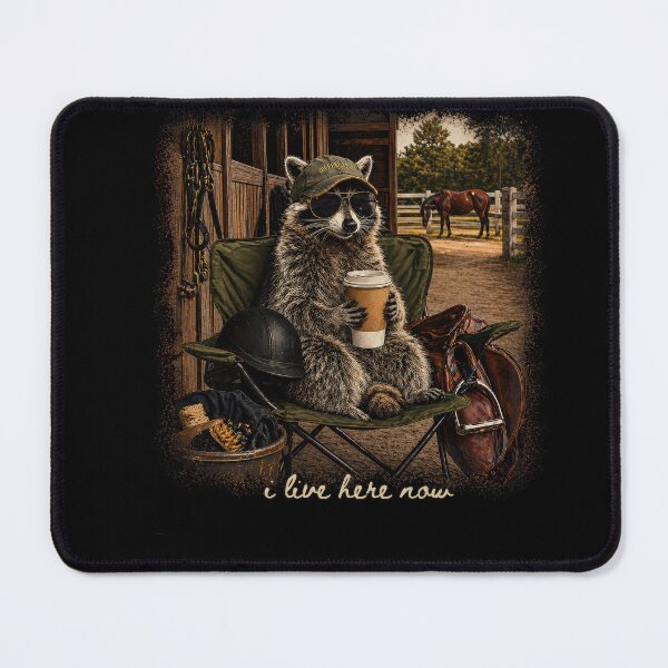 Item preview, Cool Raccoon Equestrian Coffee Vibes – Horse Stable Animal Lover Design designed and sold by justinhmorton.