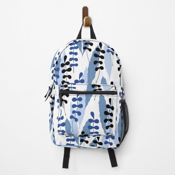 Item preview, Modern Blue and Black Vertical Leaf Silhouette Pattern designed and sold by MyTutina.