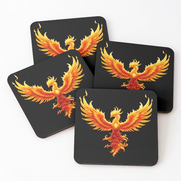 Item preview, Phoenix Fire Bird Clean Flame Wings Minimalist Tattoo Style Design designed and sold by KaozTempest.