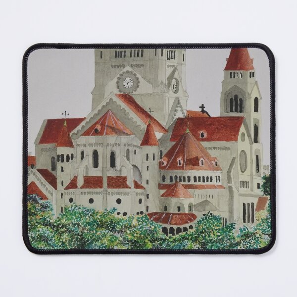 Item preview, St. Francis of Assisi Church Vienna - Original Watercolor Cityscape designed and sold by AliAltinelArt.